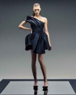 Sculptural Asymmetrical Taffeta Mini Dress