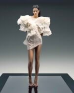 Asymmetrical Sequined Sparkling Dress with Taffeta Ruffles - Image 3