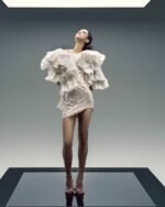 Asymmetrical Sequined Sparkling Dress with Taffeta Ruffles - Image 4