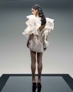 Asymmetrical Sequined Sparkling Dress with Taffeta Ruffles - Image 5