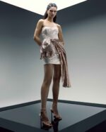 Gold Draped Sequin Mini Dress - Image 3