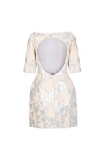 Floral Whispers Creamy Jacquard Mini Dress - Image 3