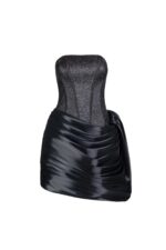 Luminous Black Metallic, Fluid Skirt Mini Dress - Image 2