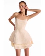 Lustrous Taffeta Plissé and Jaquard  Dress