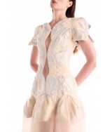 Cut-out Jacquard, Fluid Overskirt Dress - Image 4