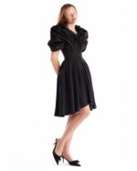Cinched-Waist Jacquard Halter-Neck wrap Dress - Image 6