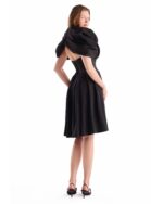 Cinched-Waist Jacquard Halter-Neck wrap Dress - Image 4
