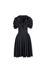 Cinched-Waist Jacquard Halter-Neck wrap Dress - Image 2