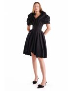 Cinched-Waist Jacquard Halter-Neck wrap Dress - Image 5