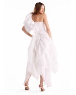 Gathered One-Shoulder Pearly Jacquard Dress - Image 6