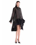 Chantilly Lace Shirt Dress with Sculpted Taffeta Skirt - Image 3