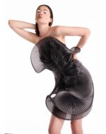 Sculptural Lamé Organza Over Sequin Short Dress - Image 4