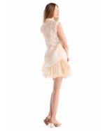 Fluid Silhouette, Cream Jacquard and Taffeta Mini Dress - Image 5