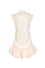 Fluid Silhouette, Cream Jacquard and Taffeta Mini Dress - Image 3