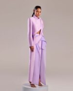 Avant-Garde Lilac Mikado Piqué Jacket with Asymmetrical Design - Image 2