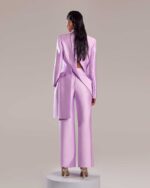 Avant-Garde Lilac Mikado Piqué Jacket with Asymmetrical Design - Image 4