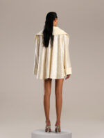 Glamorous Gold Sequin Jacket with White Taffeta Collar - Image 3