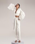 Organza Ruffled Cropped Sleeve Jacket - Image 4