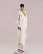 Elegant White Crepe Pants with Loose Cut - Image 5