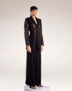 Wide Flared Black Crepe Pants - Image 5