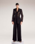 Wide Flared Black Crepe Pants - Image 2