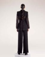 Wide Flared Black Crepe Pants - Image 3