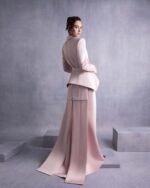 Pink Razmir Jacket with Train and Structured Peplum Belt - Image 4