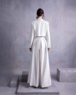 Wide-Leg Piqué Pants with Pleated Front Detailing - Image 4