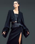 Gathered Wide-Sleeve Cropped Jacket