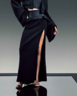 Structured Waist High-Slit Maxi Skirt