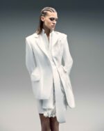 Asymmetric Mikado Skirt with Feathered Lace