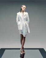 Asymmetric Mikado Skirt with Feathered Lace - Image 4