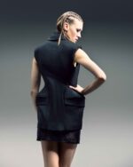 Sleeveless Mikado Jacket with Shimmery Lamé Collar - Image 3