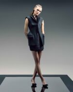 Sleeveless Mikado Jacket with Shimmery Lamé Collar - Image 5
