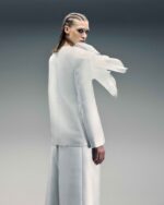 Asymmetric Tulle Burst Jacket in Mikado Piqué - Image 3