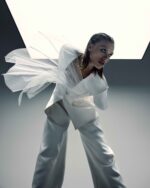Asymmetric Tulle Burst Jacket in Mikado Piqué - Image 6