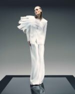 Asymmetric Tulle Burst Jacket in Mikado Piqué - Image 4