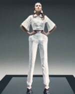 Ivory Embroidered Cropped Jacket with Wide Short  Sleeves - Image 3