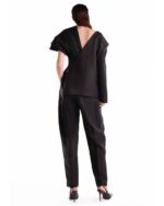 Subtle Shimmer, Asymmetric Black Piqué Jacket - Image 5