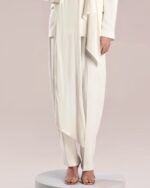 Elegant White Crepe Pants with Loose Cut