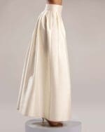 Elegant High-Waisted Pleated White Taffeta Jupe-Culotte