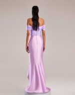 Lilac Organza Off-Shoulder Top with Elegant Draping - Image 4