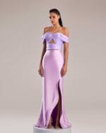 Elegant Two Layered Lilac Mikado Piqué Skirt - Image 3