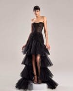 Exquisite Black Feathered Tulle Skirt - Image 2