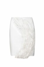Asymmetric Mikado Skirt with Feathered Lace - Image 2