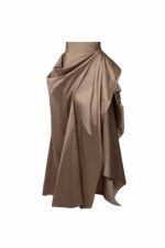 Draped Gold Taffeta Maxi Skirt - Image 2