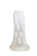Cream Brocade &amp; Chantilly Lace Sheer Skirt - Image 2