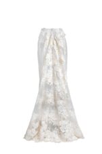 Cream Brocade &amp; Chantilly Lace Sheer Skirt - Image 3