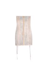 Sheer Champagne Corset with Metallic Floral Appliqués - Image 3