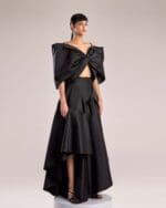 Elegant Black Taffeta Skirt with High-Waist and Flowing Silhouette - Image 5